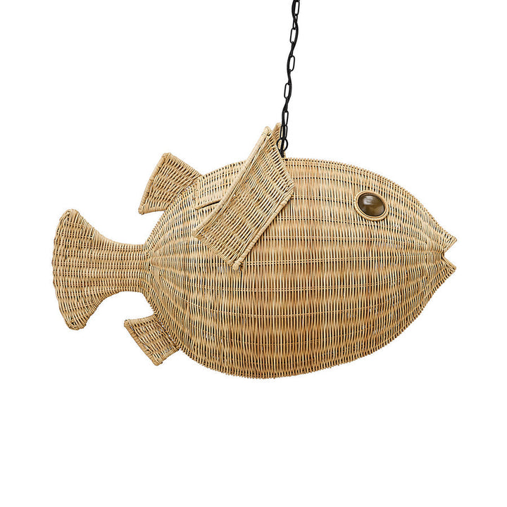 Wicker Blowfish Medium Pendant Jonathan Adler Default Title