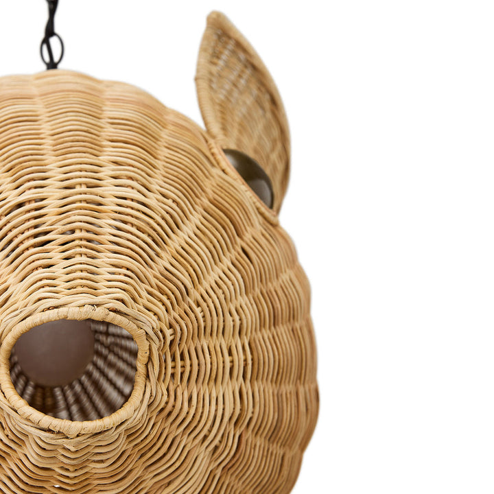 Wicker Blowfish Medium Pendant Jonathan Adler