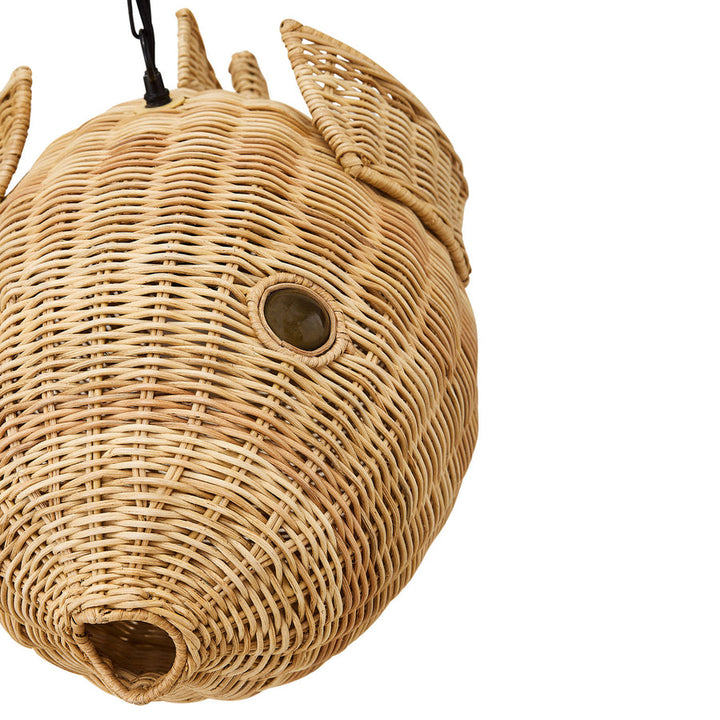Wicker Blowfish Small Pendant Jonathan Adler