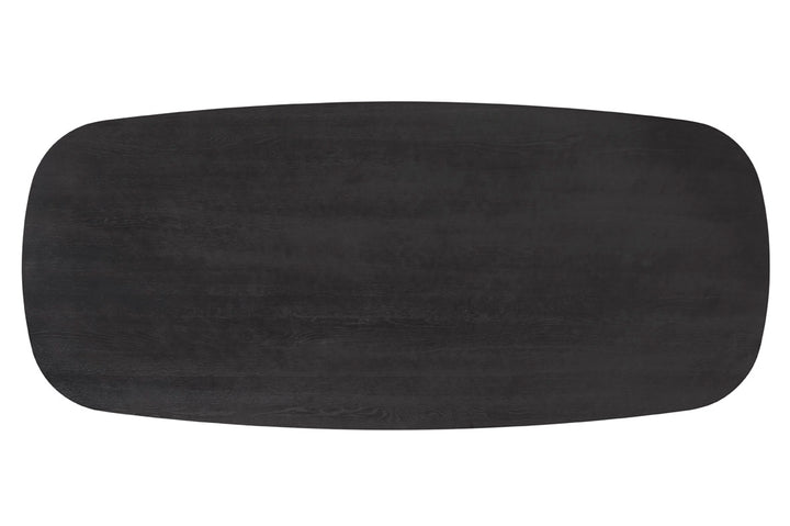 Cameo Dining Table Oak Wood Elliptical Capsule Collection Dining Table Calligaris 39 3/8" x  78 3/4" : Soap Shaped Edge Oak P2JW: WILD CARBON Metal P15: MATT BLACK