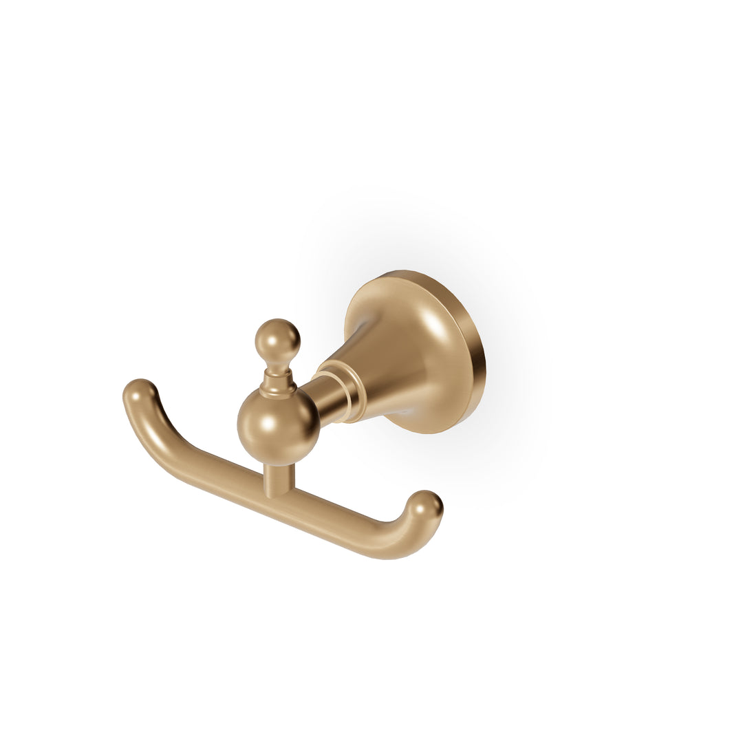 Agorà Double Hook Bathroom Accessories Zucchetti Brushed British Gold PVD
