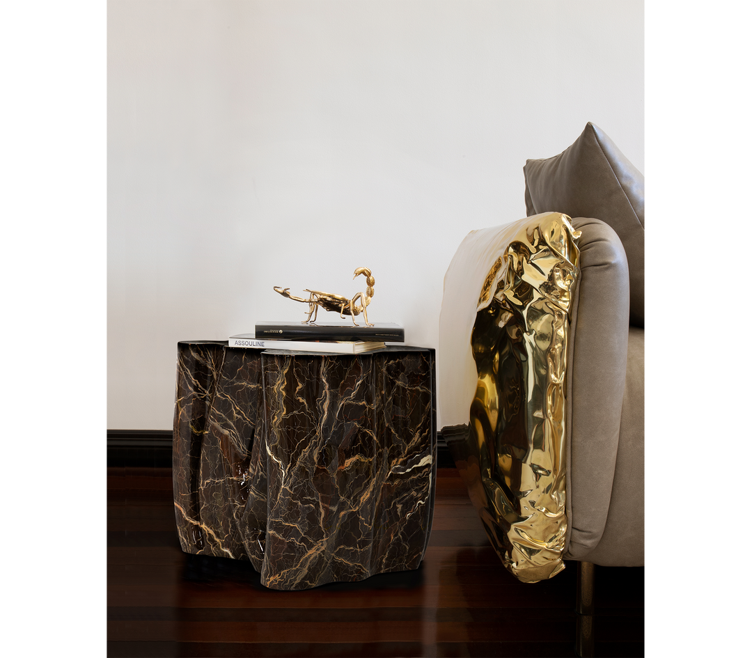Monochrome Black Faux-Marble Side Table  Boca Do Lobo   