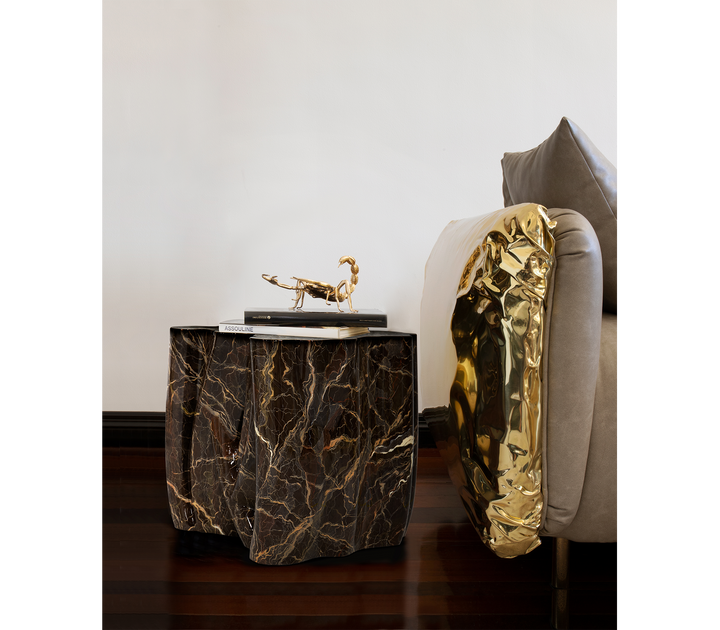 Monochrome Black Faux-Marble Side Table  Boca Do Lobo   