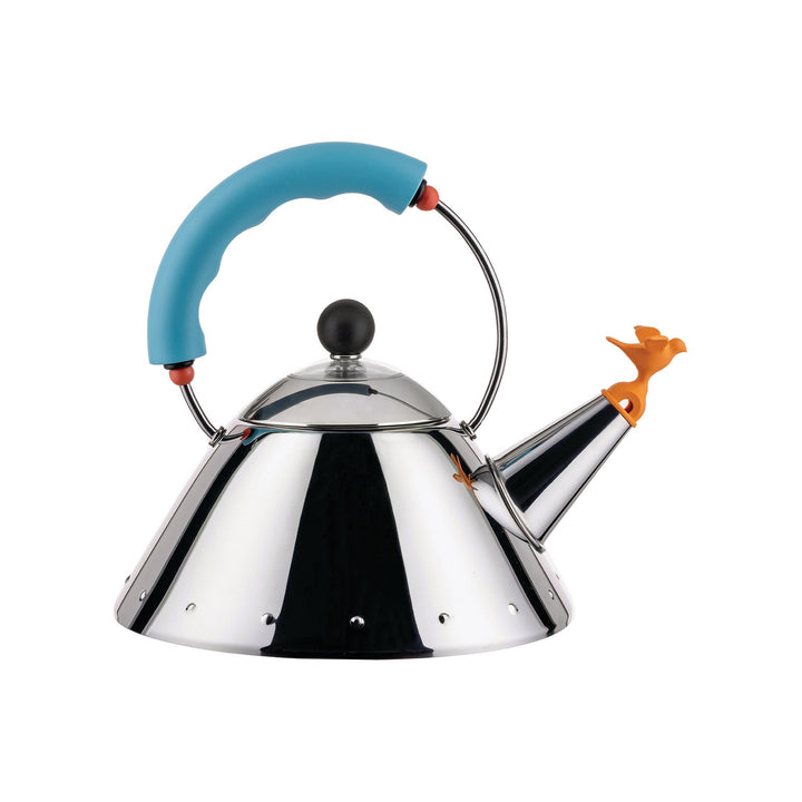 Kettle with Bird Shaped Whistle Serveware Alessi Light Blue