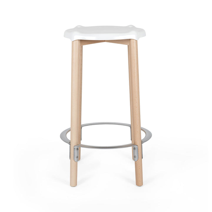 Poêle Stool Furniture Alessi White / Natural Bar: 25.6 in height
