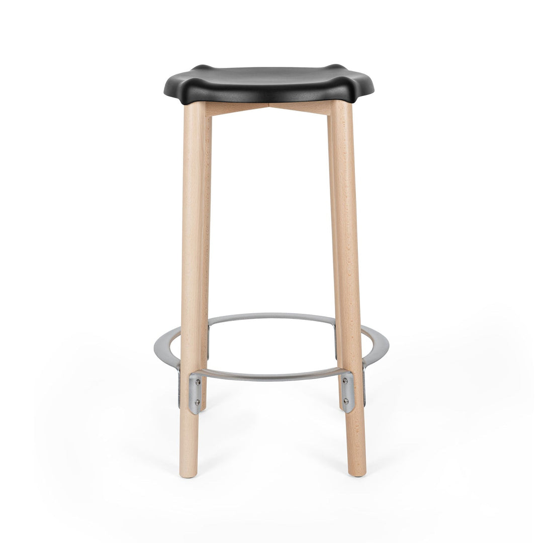 Poêle Stool Furniture Alessi Black / Natural Bar: 25.6 in height