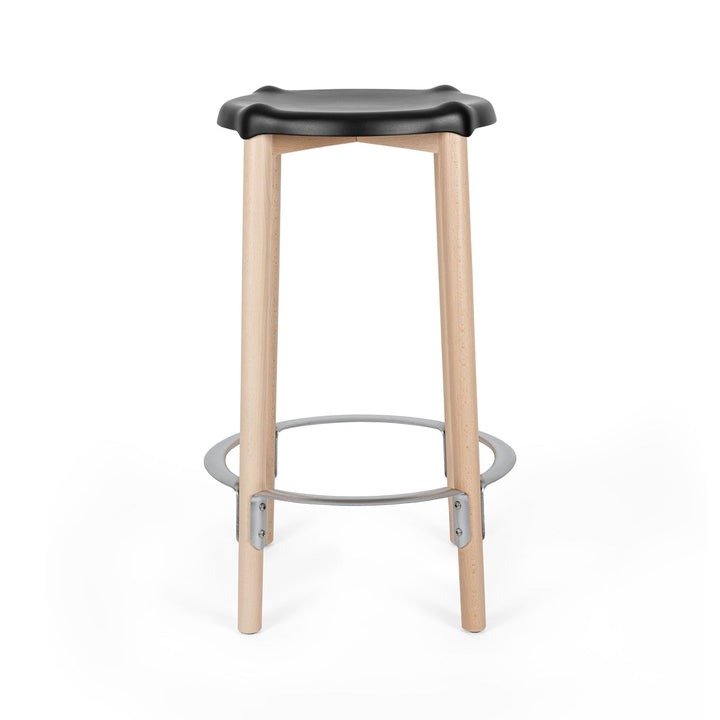 Poêle Stool Furniture Alessi Black / Natural Bar: 25.6 in height