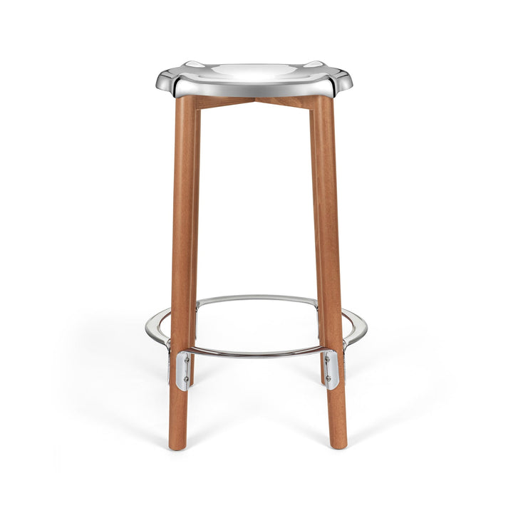 Poêle Stool Furniture Alessi Mirror Polished / Brown Bar: 25.6 in height
