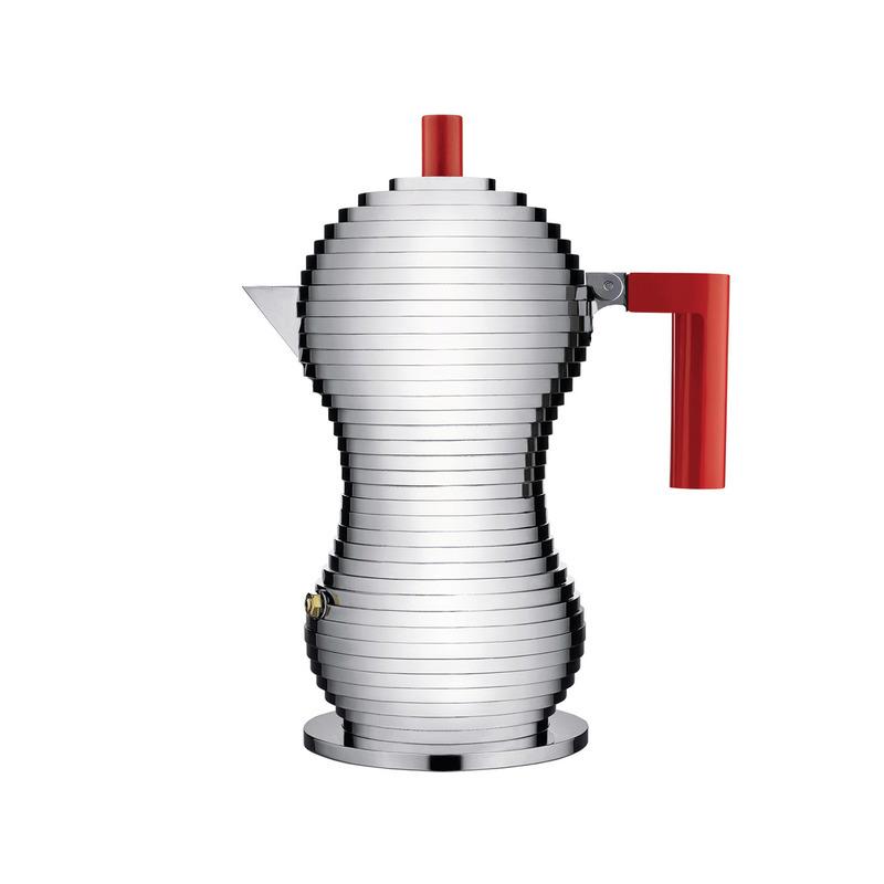 Michele De Lucchi Pulcina Espresso Coffee Maker Drip Coffee Makers Alessi Aluminium / Red Medium: 6 in width