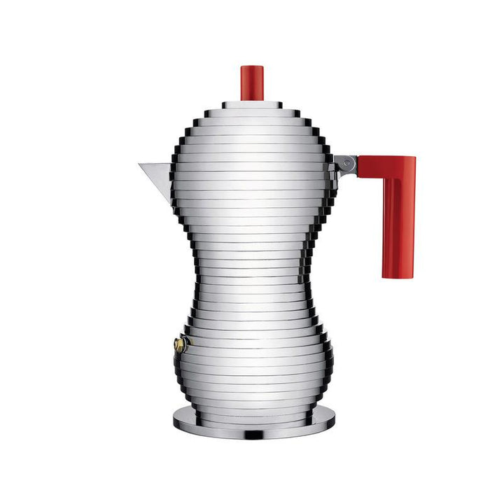 Michele De Lucchi Pulcina Espresso Coffee Maker Drip Coffee Makers Alessi Aluminium / Red Medium: 6 in width