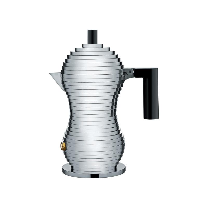 Michele De Lucchi Pulcina Espresso Coffee Maker Drip Coffee Makers Alessi Aluminium / Black Small: 5 in width