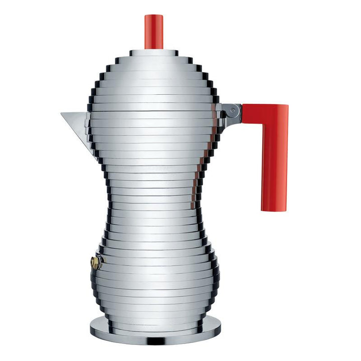 Michele De Lucchi Pulcina Espresso Coffee Maker Drip Coffee Makers Alessi Aluminium / Red Large: 8 in width