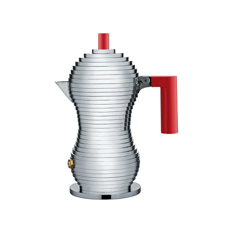 Michele De Lucchi Pulcina Espresso Coffee Maker Drip Coffee Makers Alessi Aluminium / Red Small: 5 in width