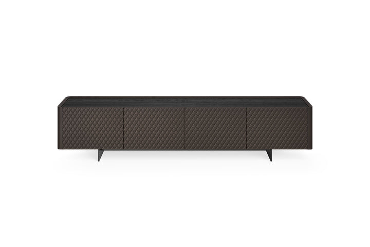 Alma Upholstered TV Stand Diamond Quilted Doors TV Stand Eforma   