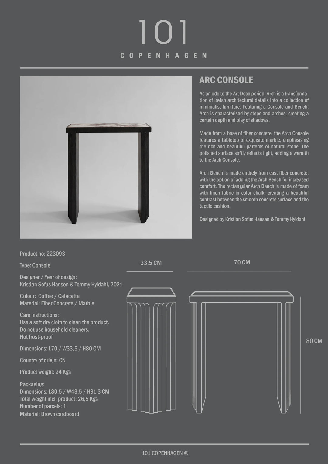 Arc Console - Calacatta Table 101 Copenhagen   