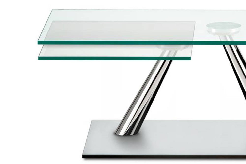 Aqui Coffee Table Clear Glass Chrome Satin Silver Glass Coffee Tables Naos