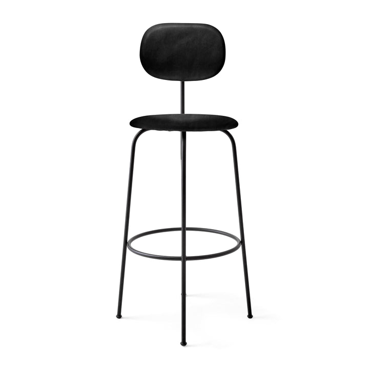 Afteroom Upholstered Stool Plus Table & Bar Stools Audo Copenhagen 0842 - Dakar Black Leather Bar: 42.3 in height