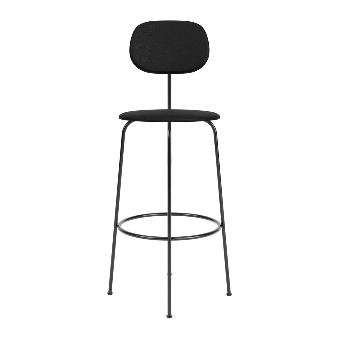 Afteroom Upholstered Stool Plus Table & Bar Stools Audo Copenhagen 1001 - Sierra Black Leather Bar: 42.3 in height