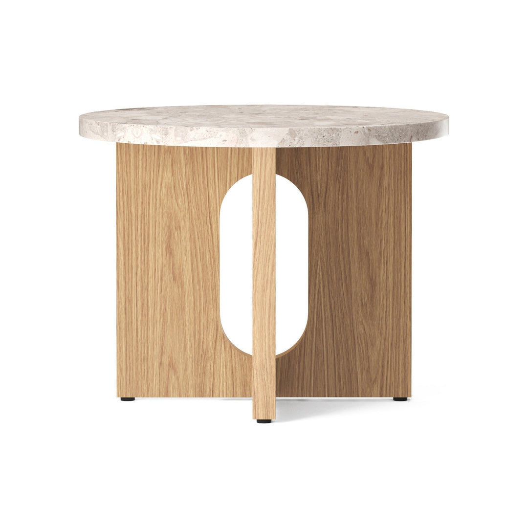 Androgyne Side Table with Wood Base Accent Tables Audo Copenhagen Natural Oak / Kunis Breccia Sand