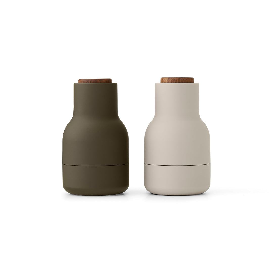Mini Bottle Grinders (Set of 2) Kitchen Tools & Utensils Audo Copenhagen Hunting Green and Beige / Walnut