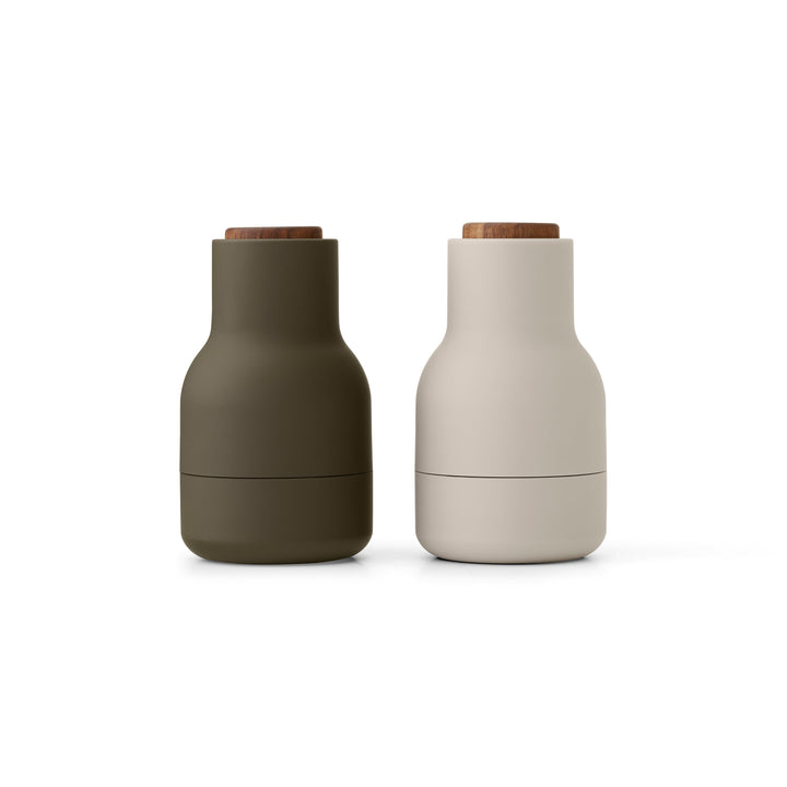 Mini Bottle Grinders (Set of 2) Kitchen Tools & Utensils Audo Copenhagen Hunting Green and Beige / Walnut