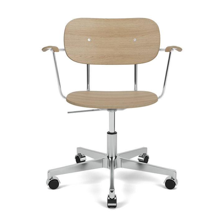 Co Task Chair with Armrest Chairs Audo Copenhagen Natural Oak Polished Aluminum