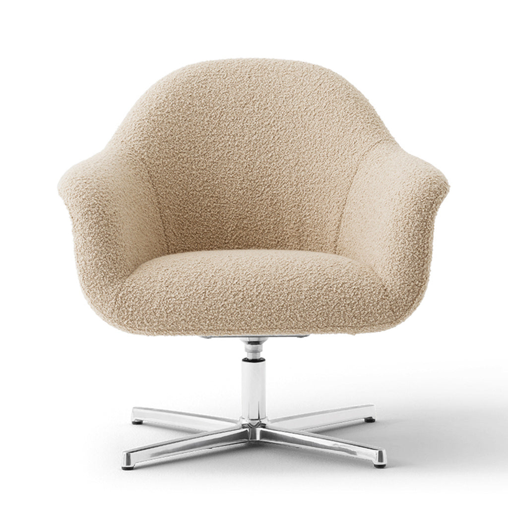 Harbour Lounge Chair Chairs Audo Copenhagen Ivory Wool Boucle Polished Aluminum