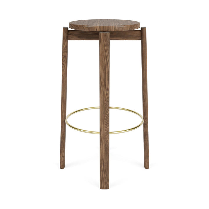 Passage Stool Table & Bar Stools Audo Copenhagen Walnut / Brass Ring / Bar: 29.5 in height