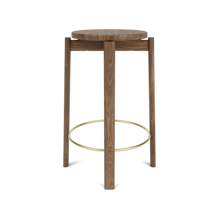 Passage Stool Table & Bar Stools Audo Copenhagen Walnut / Brass Ring / Counter: 25.6 in height