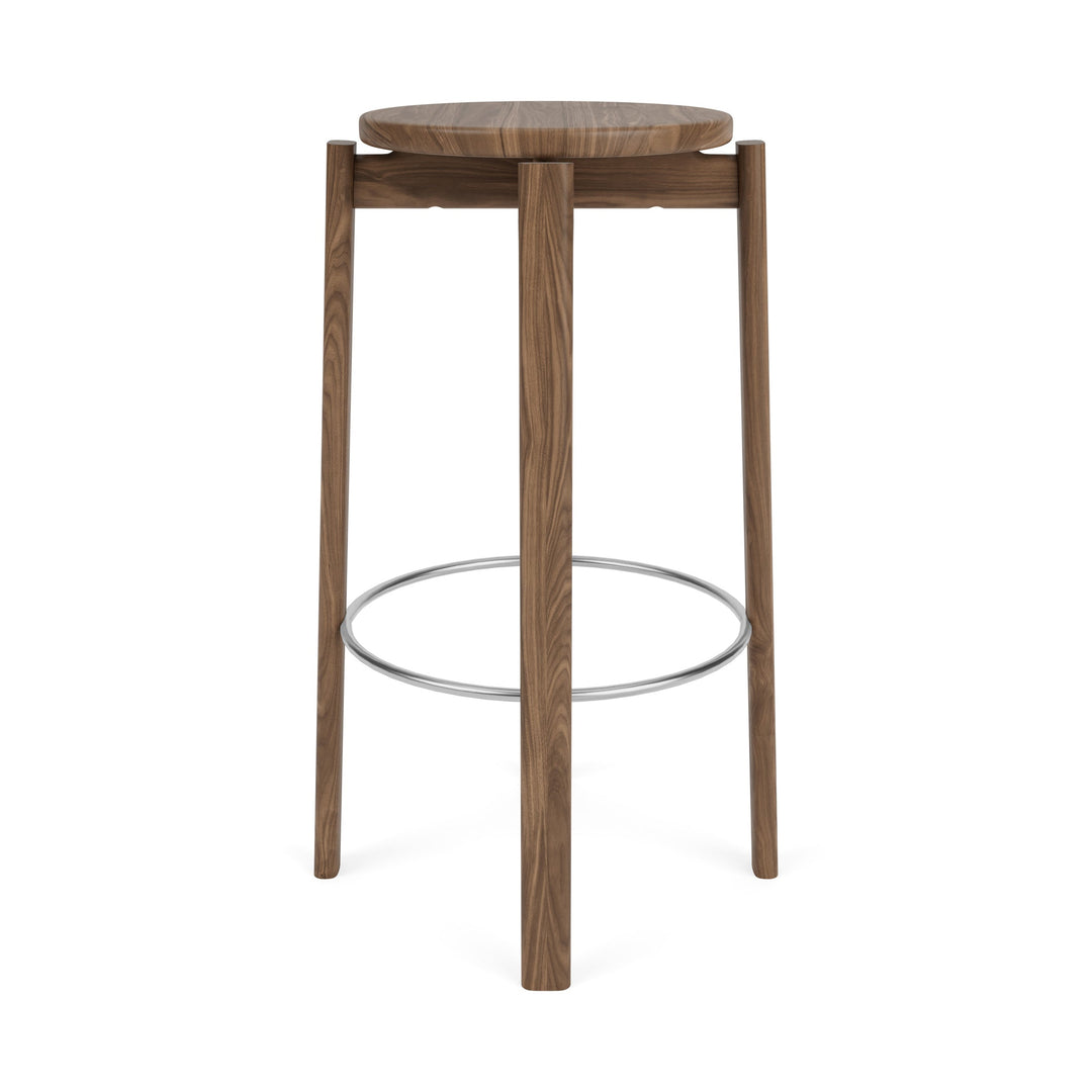 Passage Stool Table & Bar Stools Audo Copenhagen Walnut / Stainless Steel Ring / Bar: 29.5 in height