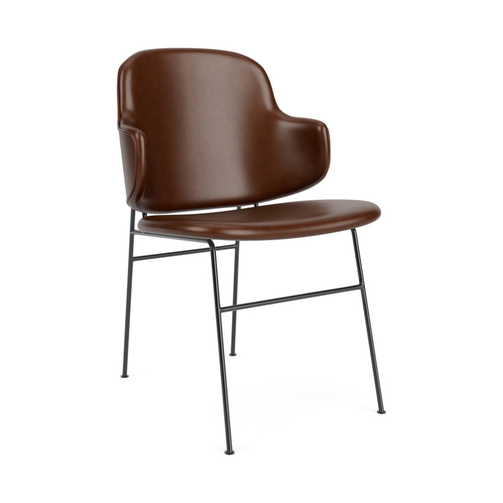 The Penguin Fully Upholstered Dining Chair Chairs Audo Copenhagen 0329 - Brown Dakar Leather