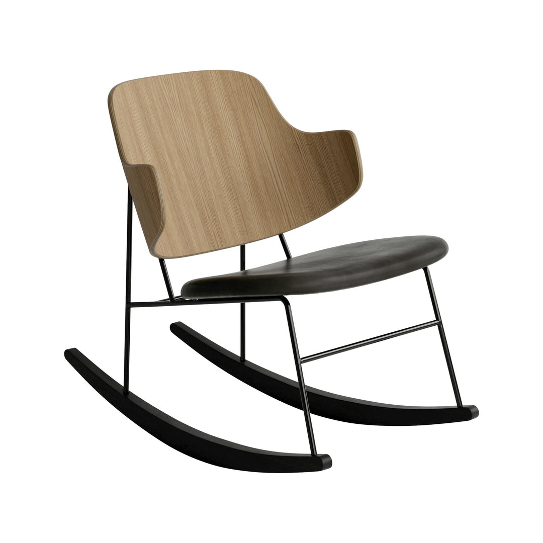 The Penguin Rocking Chair Rocking Chairs Audo Copenhagen 0842 - Black Dakar / Natural Oak