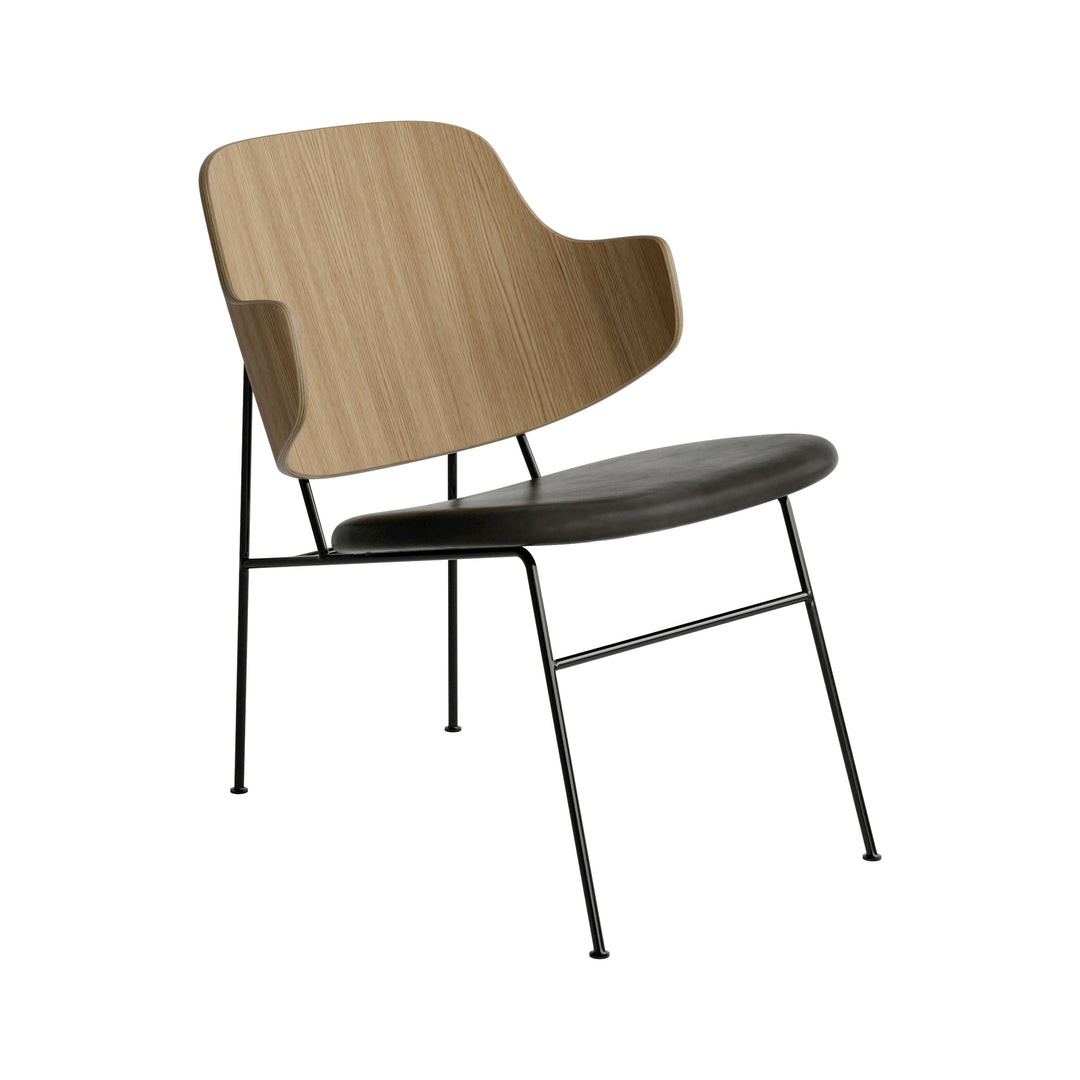 The Penguin Lounge Chair Chairs Audo Copenhagen 0842 - Black Dakar / Natural Oak