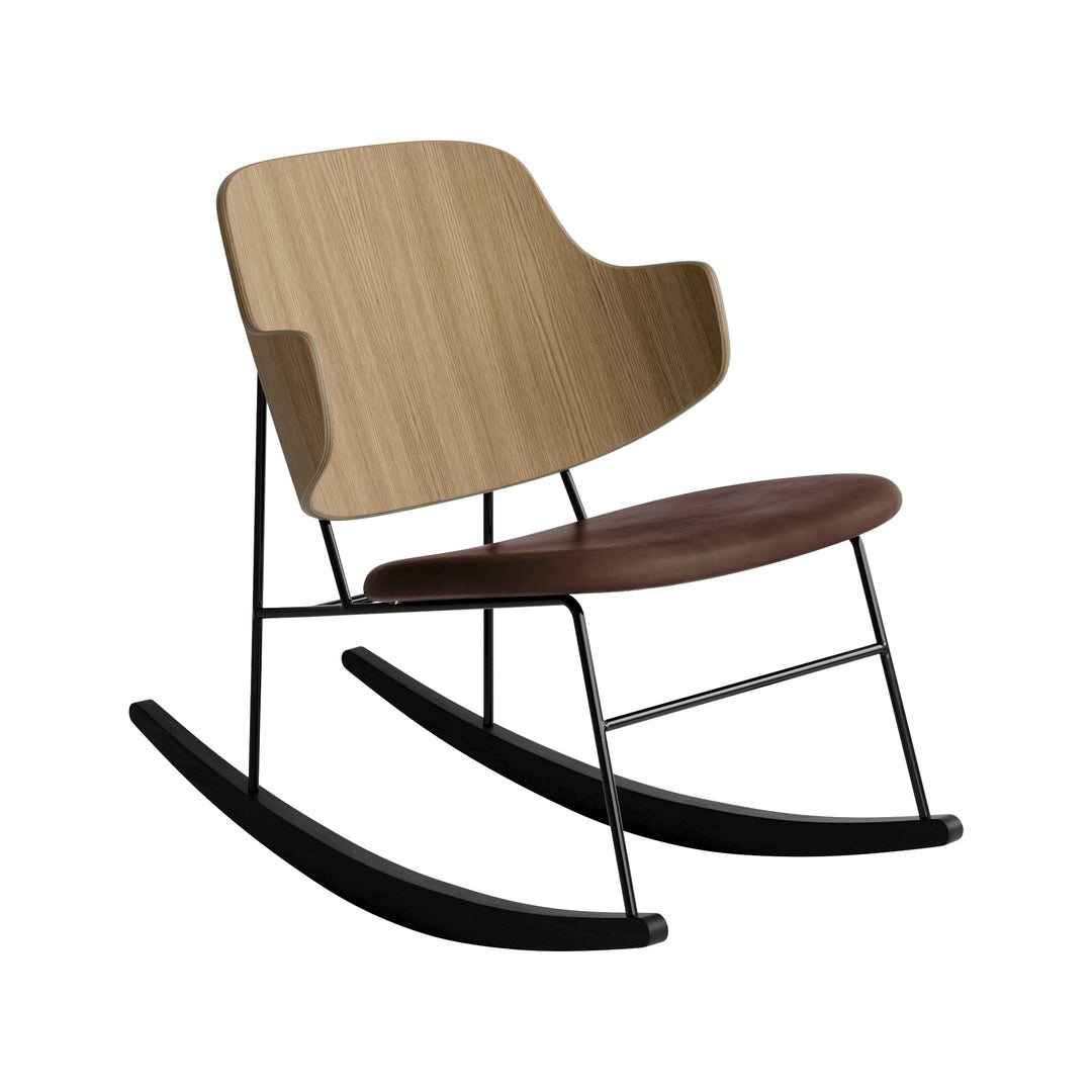 The Penguin Rocking Chair Rocking Chairs Audo Copenhagen 0329 - Brown Dakar Leather / Natural Oak