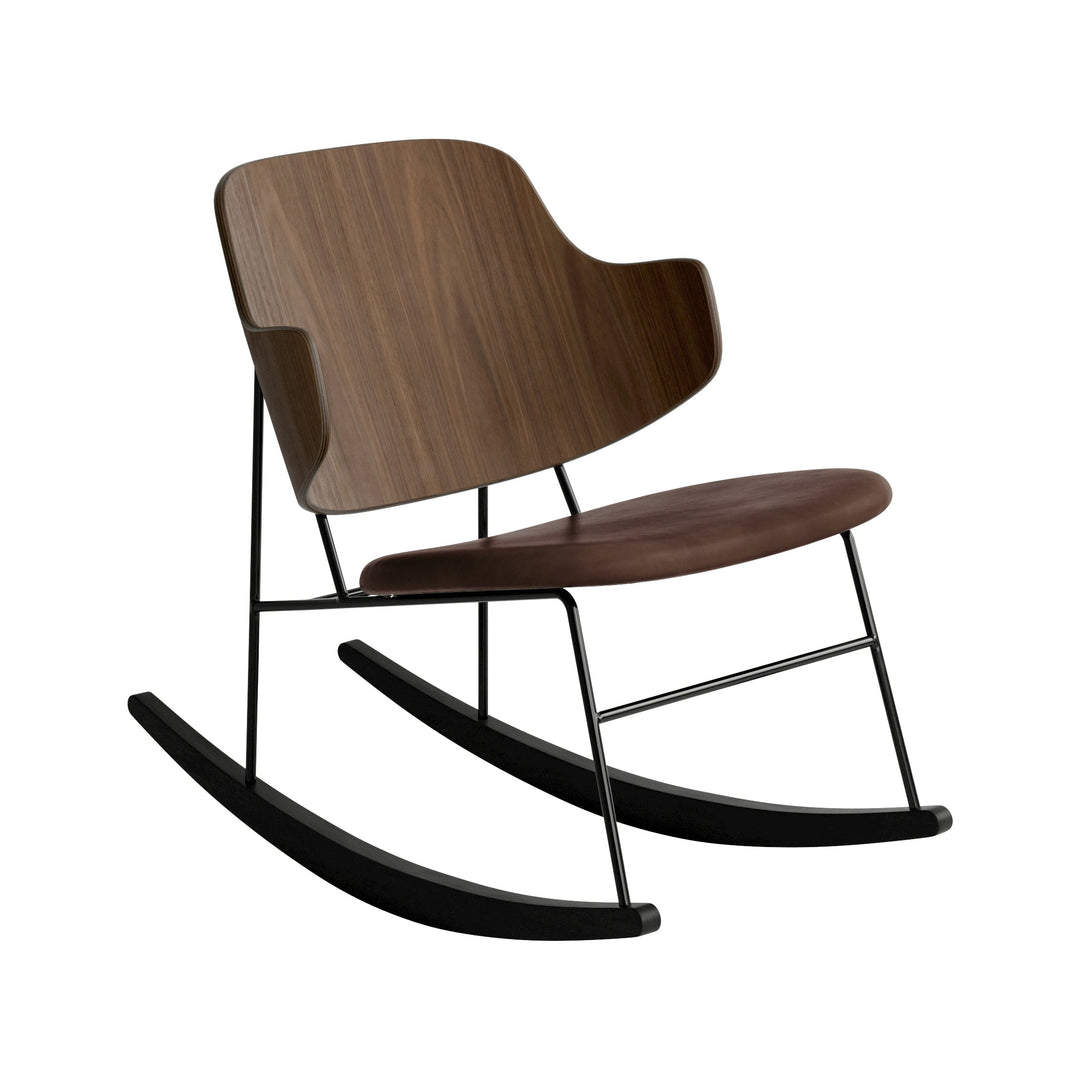 The Penguin Rocking Chair Rocking Chairs Audo Copenhagen 0329 - Brown Dakar Leather / Walnut