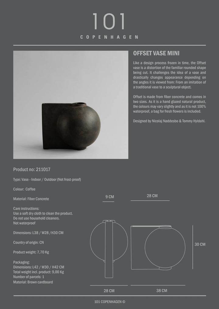 Offset Vase, Mini - Coffee Vases 101 Copenhagen   