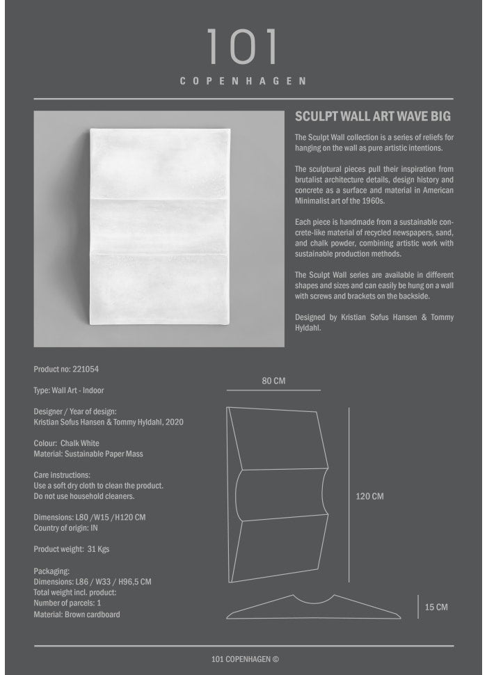 Sculpt Art, Wave, Big - Chalk White Home & Garden:Home Décor:Other Home Décor 101 Copenhagen   