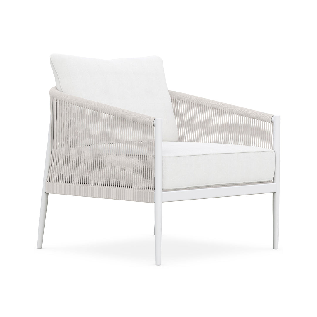 Catalina Club Chair Outdoor Chairs Azzurro Living Matte White with Sand Rope / Cloud