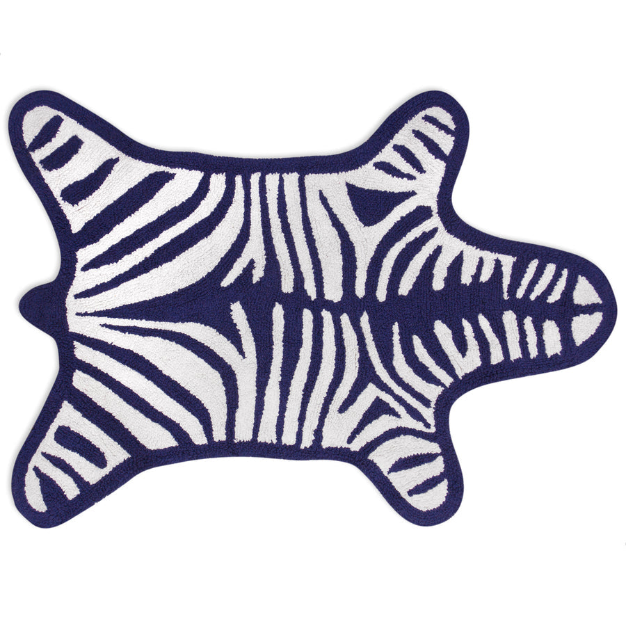Reversible Zebra Bath Mat Jonathan Adler Navy