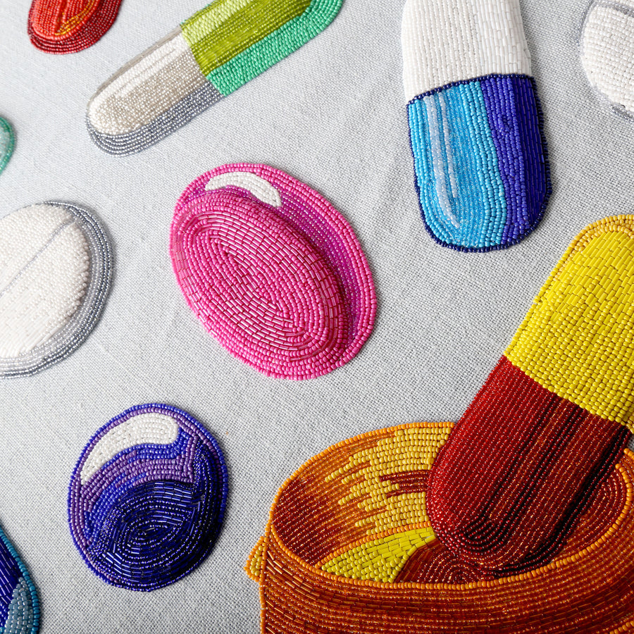 Happy Pills Beaded Art Jonathan Adler