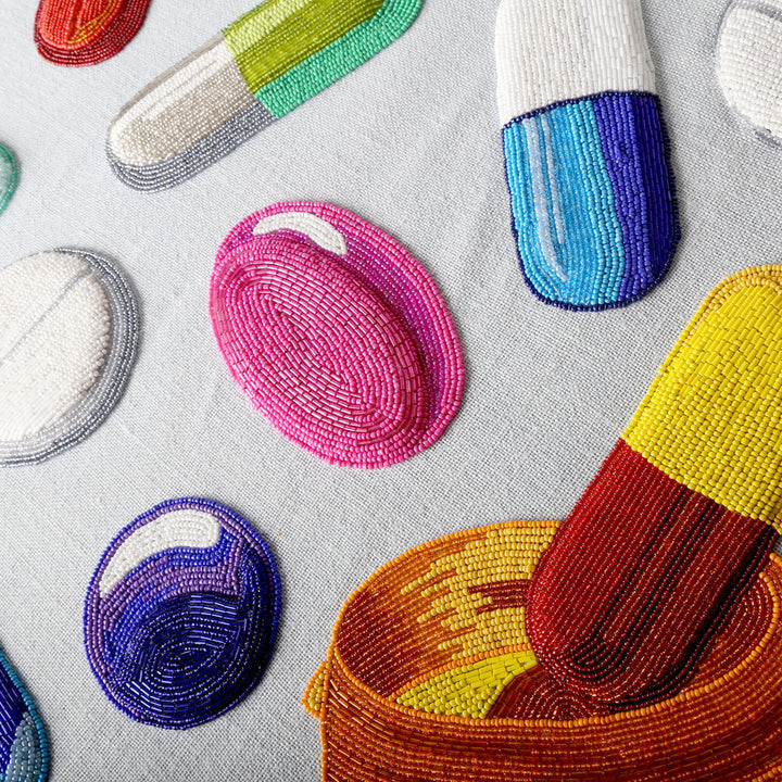 Happy Pills Beaded Art Jonathan Adler