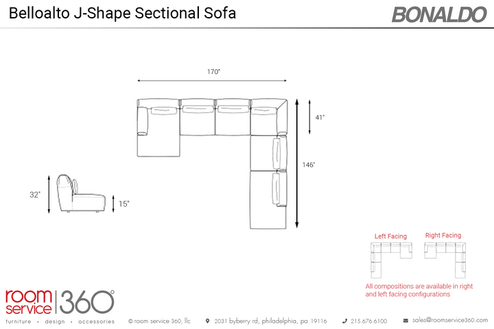 Belloalto J-Shape Sectional Sofa