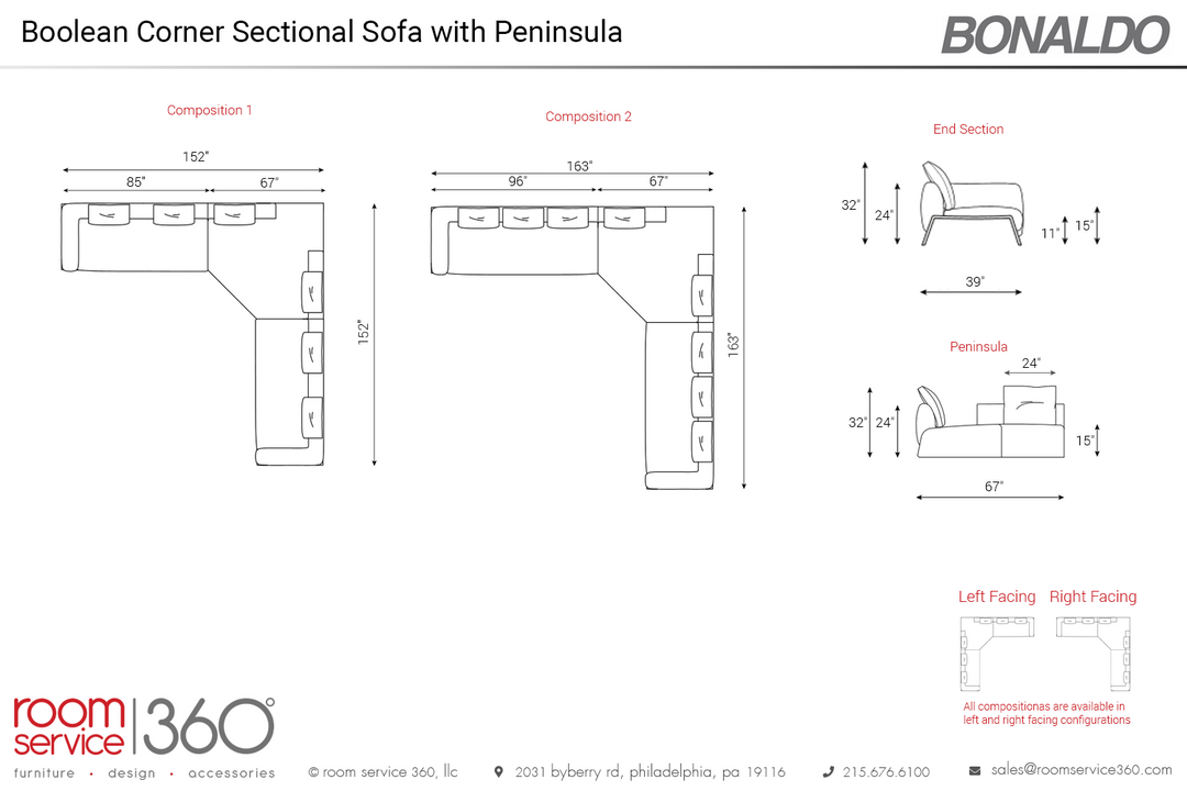 Boolean Open Corner Sectional Sofa