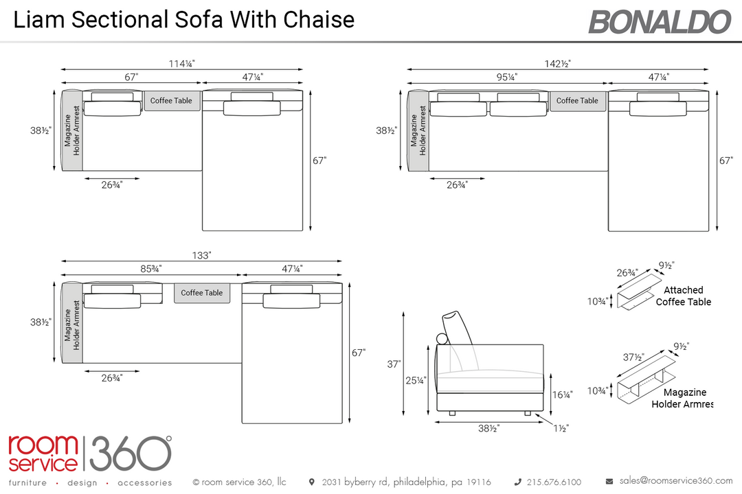 Liam Sectional Sofa With Chaise