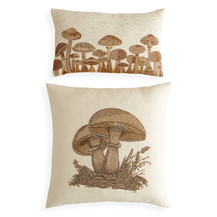 Large Mushrooms Beaded Pillow Jonathan Adler