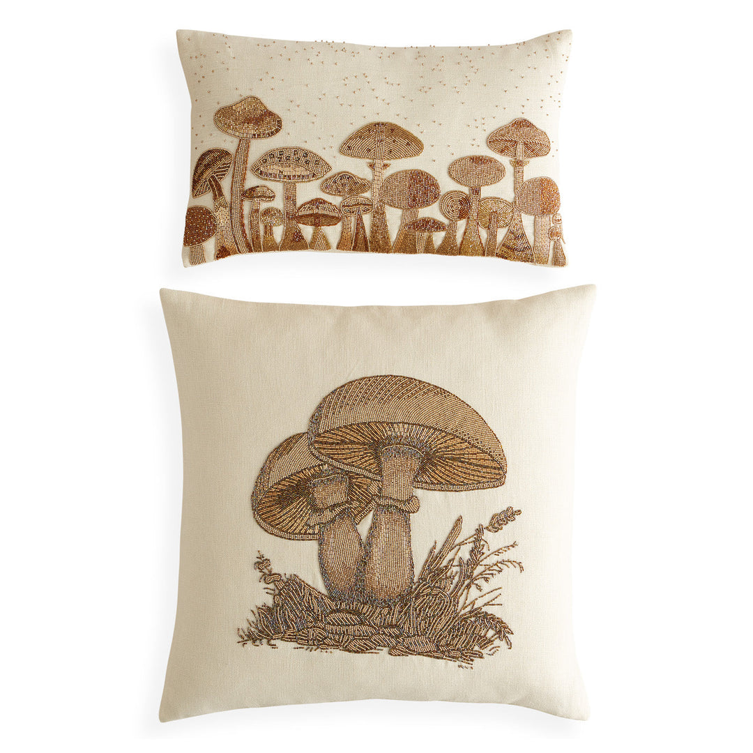 Mushroom Field Beaded Pillow Jonathan Adler