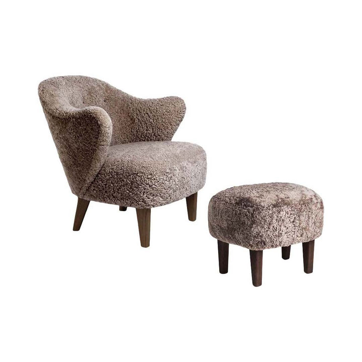 Ingeborg Lounge Chair Chairs Audo Copenhagen Sheepskin Sahara Smoked Oak Matching Footstool