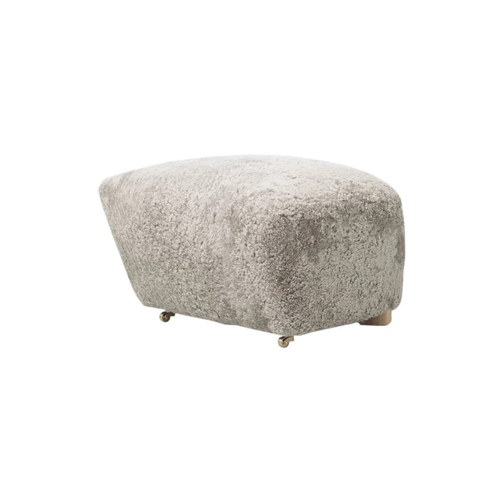 Tired Man Foot Stool Ottomans Audo Copenhagen Sheepskin Green Tea / Natural Oak