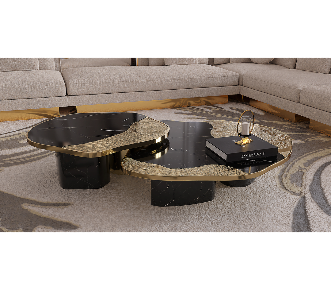 ophelia portoro marble and gold center table - Image 29