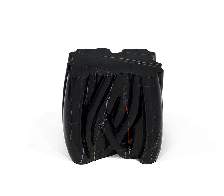 Monochrome Black Faux-Marble Side Table  Boca Do Lobo Black Faux-Marble  